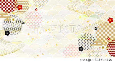 和柄 梅 模様 背景 和柄 梅 模様 背景 121392450