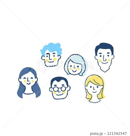 複数の男女の顔アイコン 121392547