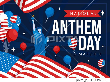 National Anthem Day Vector Illustration on March 3 Featuring the United States of America Flag in a National Holiday Flat Cartoon Background Design National Anthem Day Vector Illustration on March 3 Featuring the United States of America Flag in a National Holiday Flat Cartoon Background Design 121392595