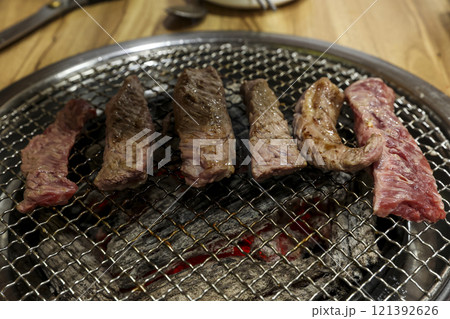 Korean beef bbq. grilled ribs 121392626