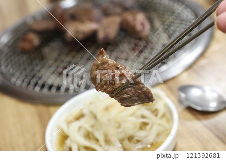 Korean beef bbq. grilled ribs 121392681