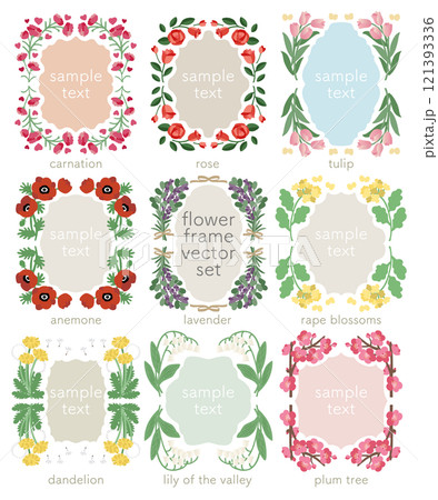 花のベクターフレームセット 花のベクターフレームセット 121393336