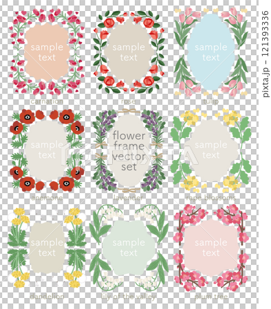 花のベクターフレームセット 花のベクターフレームセット 121393336