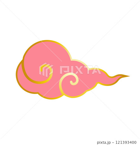 吉祥雲のイラスト 金の縁どりあり 背景透過 吉祥雲のイラスト 金の縁どりあり 背景透過 121393400