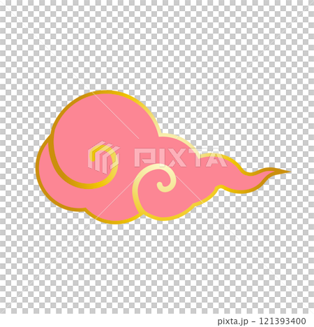 吉祥雲のイラスト 金の縁どりあり 背景透過 吉祥雲のイラスト 金の縁どりあり 背景透過 121393400