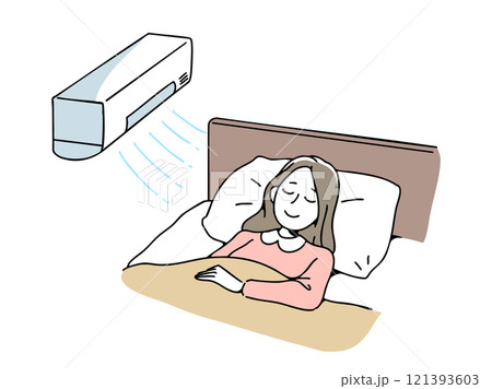 快適な温度で眠る女性 121393603