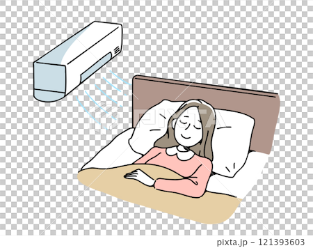 快適な温度で眠る女性 121393603