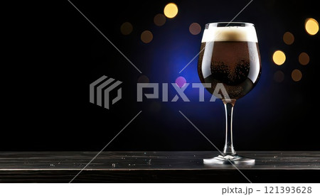 《AI画像》黒い背景と黒ビール 121393628