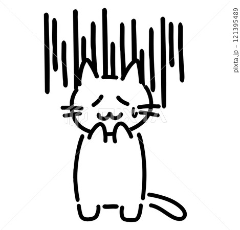 がっかりしている手書きの猫のイラストのイラスト素材 [121395489] - PIXTA