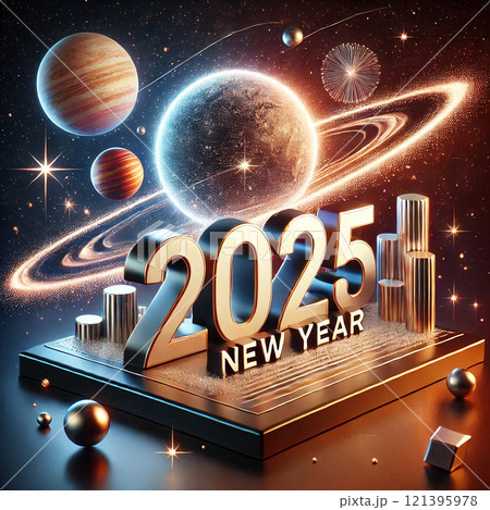 美しい宇宙をを背景にした2025 NEW YEAR 121395978