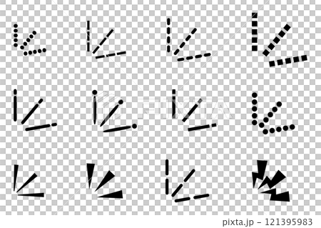 気づき、驚き、注目、強調、黒いアイコンのイラストセット 気づき、驚き、注目、強調、黒いアイコンのイラストセット 121395983