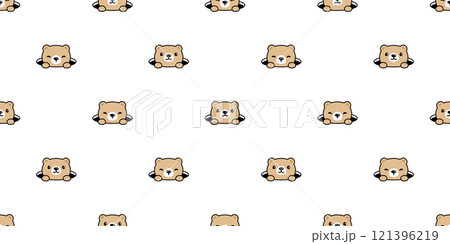 bear polar seamless pattern hole vector pet teddy cartoon doodle tile background gift wrapping paper repeat wallpaper scarf isolated illustration design 121396219