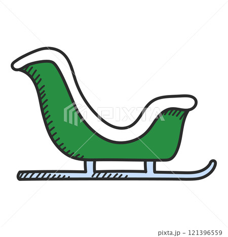 Doodle sleigh icon vector isolated. 121396559