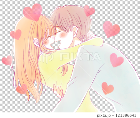 Men and women hugging and laughing, winter, heart 121396643