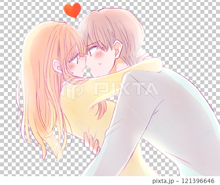 吻瘋男女情侶逆光 121396646