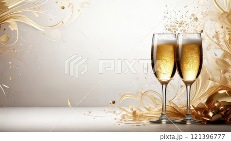 《AI画像》グラスに注がれたシャンパン 121396777