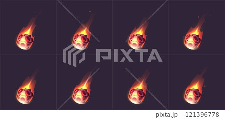 Burning asteroid animation sequence 121396778