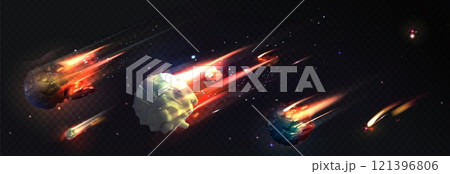 Asteroid space set of blazing cosmic rocks 121396806