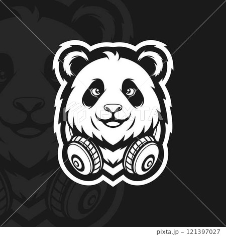 Panda with headset, illustration mascot design Panda with headset, illustration mascot design 121397027