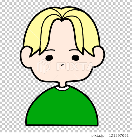 A simple boy with blonde center-parted hair 121397091