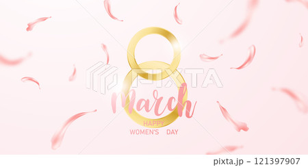 Women's Day poster or banner 8 March. Promotional and shopping template design for love and women's day concept. Women's Day poster or banner 8 March. Promotional and shopping template design for love and women's day concept. 121397907