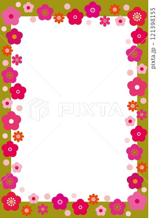 梅の花　フレーム　ホワイトスペース　はがき 121398155