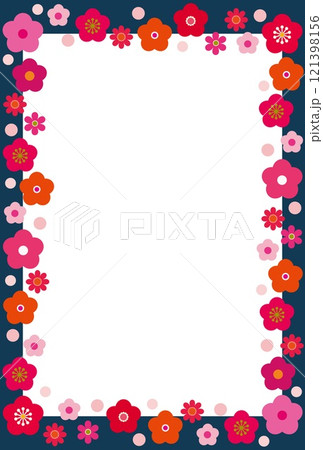 梅の花　フレーム　ホワイトスペース　はがき 121398156