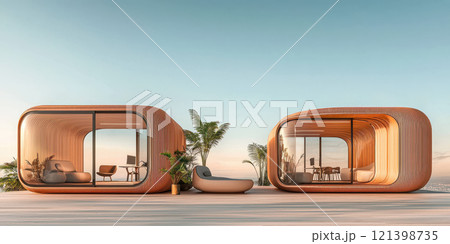 Compact office pods with modern design and natural surroundings 121398735