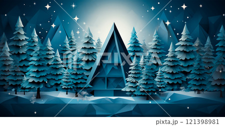Abstract Christmas trees, Christmas background - AI generated image 121398981