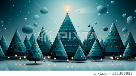 Abstract Christmas trees, Christmas background - AI generated image 121398982