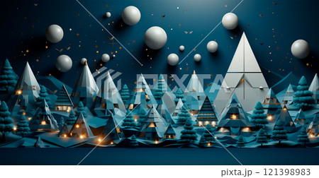 Abstract Christmas trees, Christmas background - AI generated image 121398983