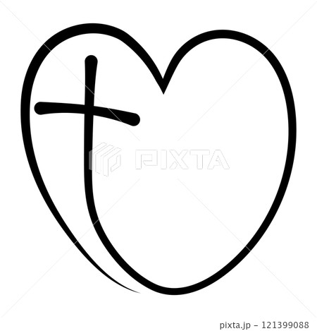 Hand Drawn Heart with Cross Inside, cross symbol faith love Hand Drawn Heart with Cross Inside, cross symbol faith love 121399088