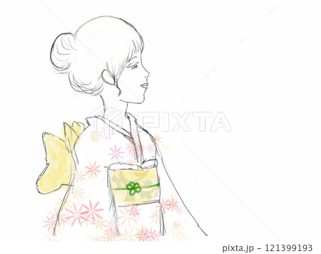 和服　女の子　シンプル 121399193