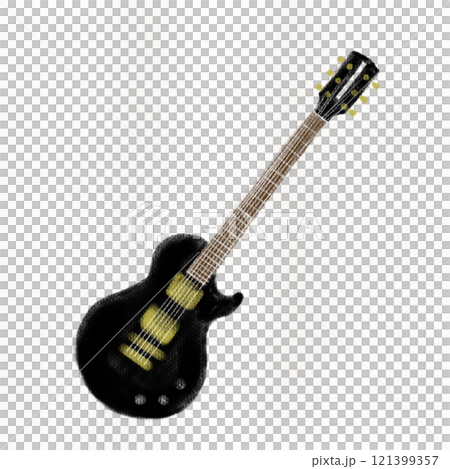 Illustration of a black electric guitar Illustration of a black electric guitar 121399357