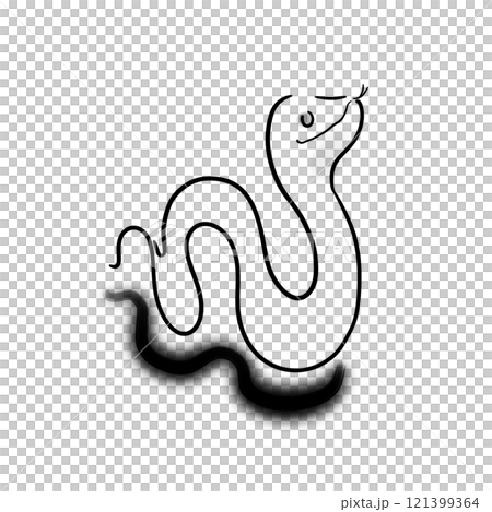 筆で描いた蛇のイラスト 121399364
