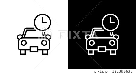 車の移動時間のシンプルなラインアイコン 121399636
