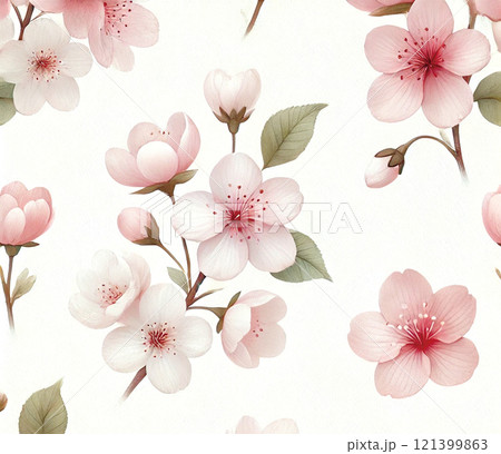 水彩で描いた桜の花の背景イラスト 121399863