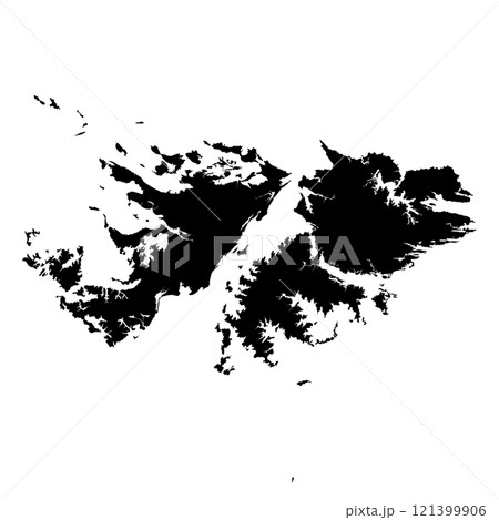 Falklands high detailed vector representation of country silhouette in solid black on white background. For educational, decorative, or informational use showcasing the national outline. Falklands high detailed vector representation of country silhouette in solid black on white background. For educational, decorative, or informational use showcasing the national outline. 121399906