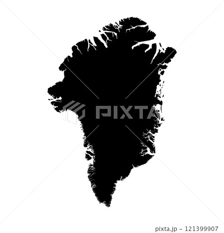 Greenland high detailed vector representation of country silhouette in solid black on white background. For educational, decorative, or informational use showcasing the national outline. 121399907
