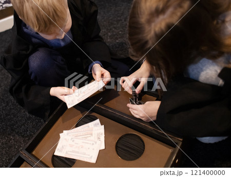 Kids go through tasks in the quest room and look for keys. Adventures of friends in a magical labyrinth, logic tests 121400000