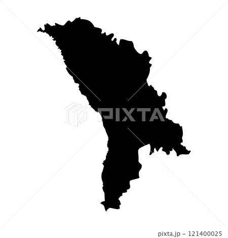 Moldova high detailed vector representation of country silhouette in solid black on white background. For educational, decorative, or informational use showcasing the national outline. 121400025