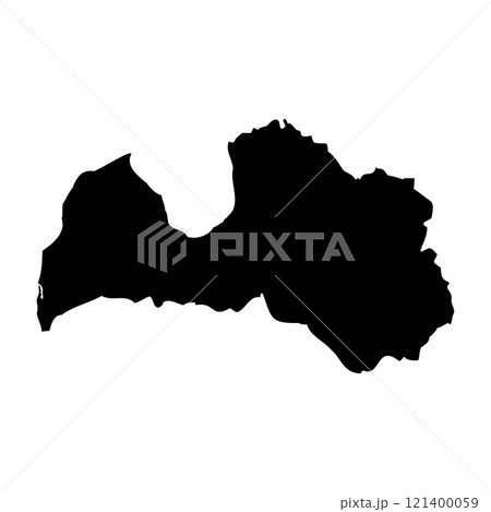 Latvia high detailed vector representation of country silhouette in solid black on white background. For educational, decorative, or informational use showcasing the national outline. 121400059