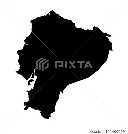 Ecuador high detailed vector representation of country silhouette in solid black on white background. For educational, decorative, or informational use showcasing the national outline. Ecuador high detailed vector representation of country silhouette in solid black on white background. For educational, decorative, or informational use showcasing the national outline. 121400069