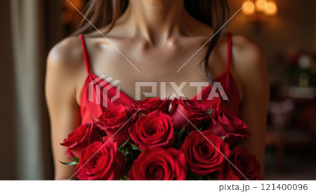 Heart-shaped string lights in cozy Valentines room 121400096