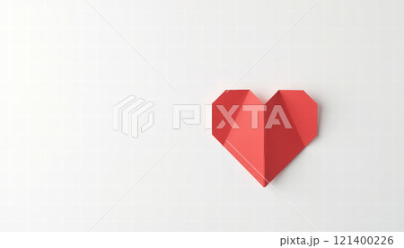 Origami red heart on a white background 121400226
