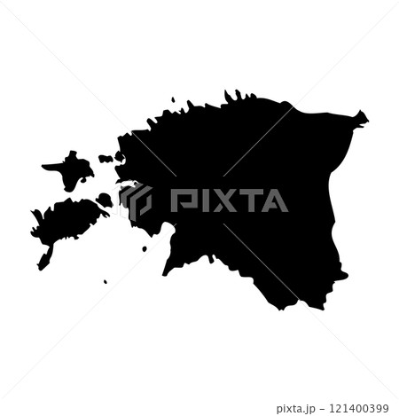 Estonia high detailed vector representation of country silhouette in solid black on white background. For educational, decorative, or informational use showcasing the national outline. 121400399