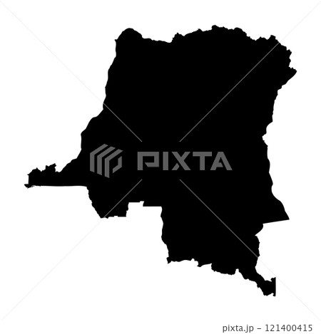Democratic Republic of the Congo high detailed vector representation of country silhouette in solid black on white background. For educational, decorative, or informational use showcasing the national 121400415