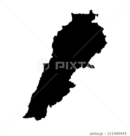 Lebanon high detailed vector representation of country silhouette in solid black on white background. For educational, decorative, or informational use showcasing the national outline. 121400445