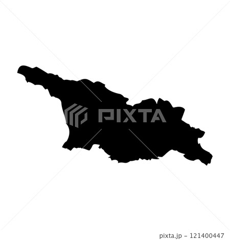 Georgia high detailed vector representation of country silhouette in solid black on white background. For educational, decorative, or informational use showcasing the national outline. 121400447