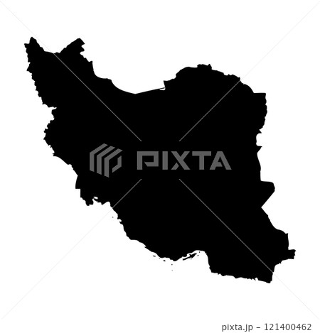 Iran high detailed vector representation of country silhouette in solid black on white background. For educational, decorative, or informational use showcasing the national outline. Iran high detailed vector representation of country silhouette in solid black on white background. For educational, decorative, or informational use showcasing the national outline. 121400462
